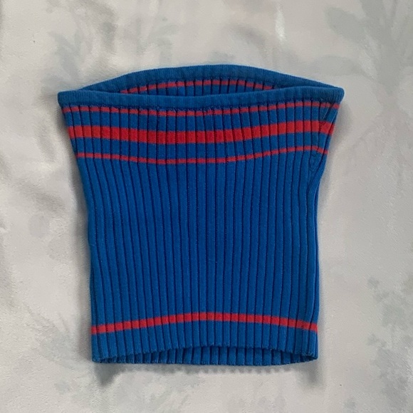 Forever 21 Red Blue Stripe Sweater Tube Top - Picture 3 of 4